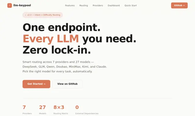 LLM Key 池管理器 页面截图